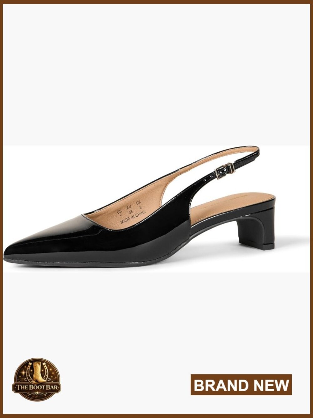 Women's Pointed Toe Slingback Block Heel Pumps - Memory Foam, Faux Leather